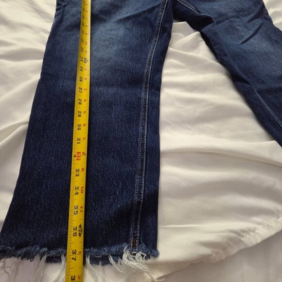 High Rise Cheeky Taper Ankle Jeans | Distressed Raw Hem Mom Jean | 18W - Picture 10 of 11